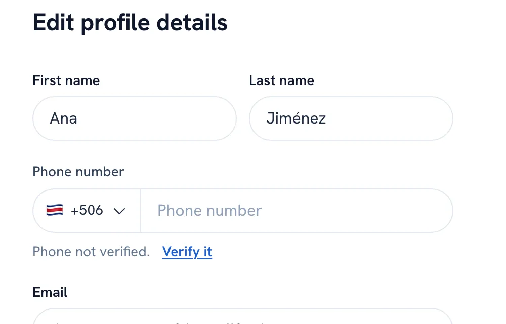 The phone number with Phone not verified and Verify it