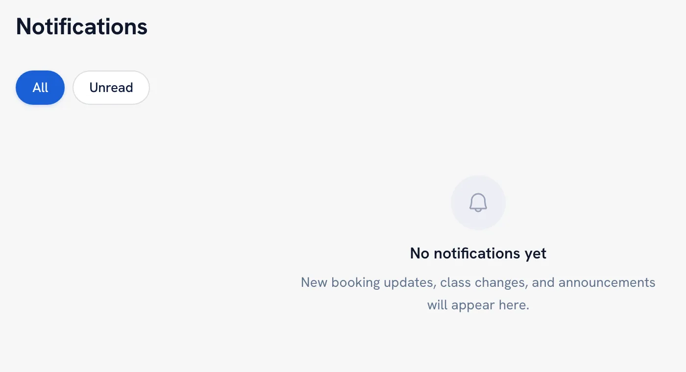The Notifications page with All and Unread