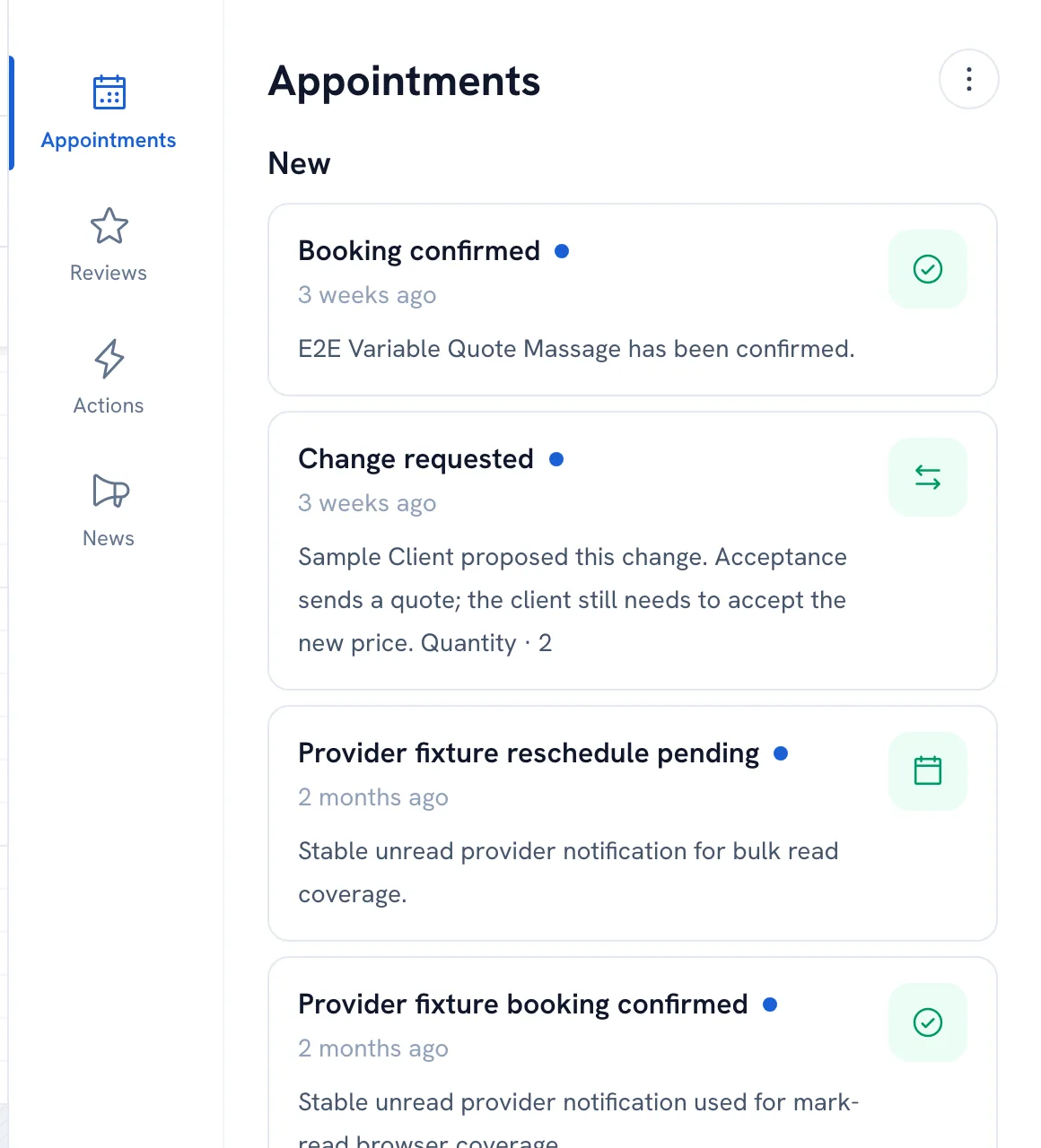 The notification panel with its tabs